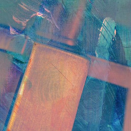 Colorful abstract acrylic painting with vibrant tones and textures.